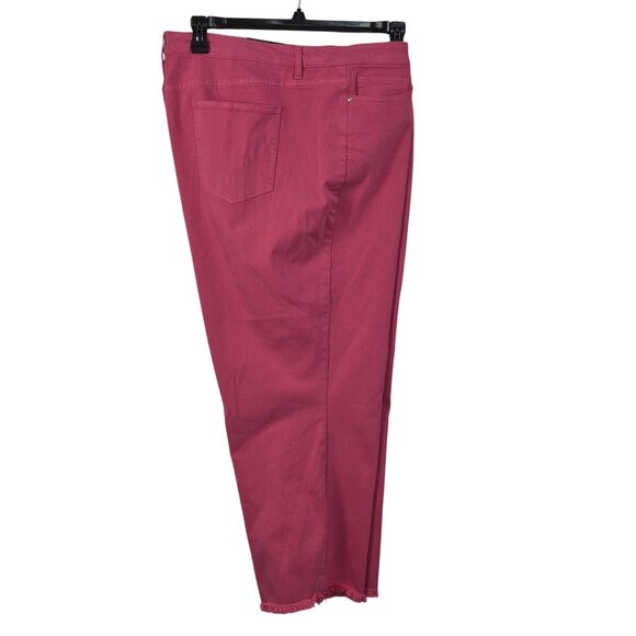 John Mark Women's Jeans Pants 22W Stretch Frayed Raw Fringe Ankle Fuchsia (11) - Picture 2 of 16